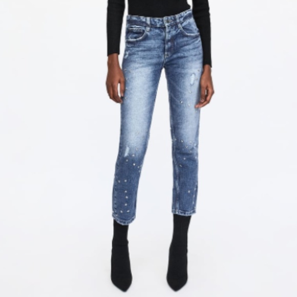 Zara Star Studded Mid Rise Jeans - Picture 6 of 8